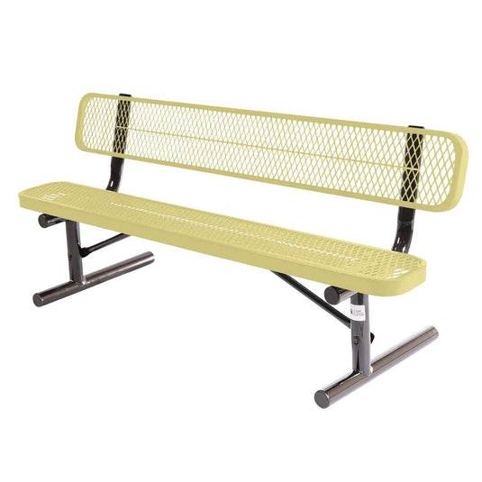 6 FT All-Weather Park Bench with Back, Portable Frame