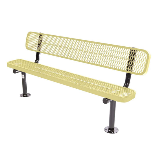 6FT Commercial Park Bench with Back, Surface Mount Frame