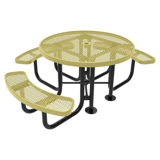 3-Seat Round Metal Outdoor Picnic Table