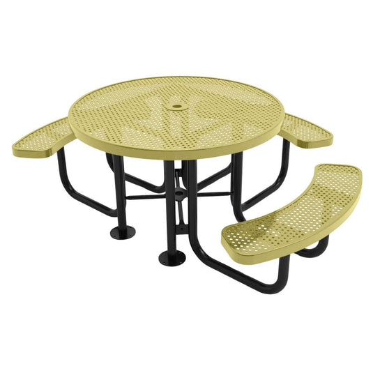 3-Seat Round Metal Outdoor Picnic Table