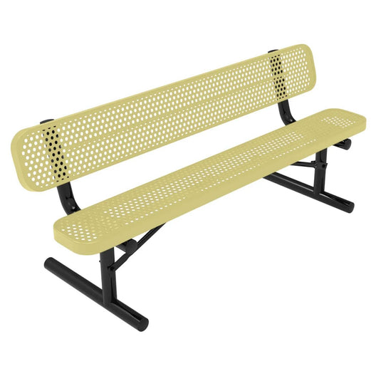 6 FT All-Weather Park Bench with Back, Portable Frame