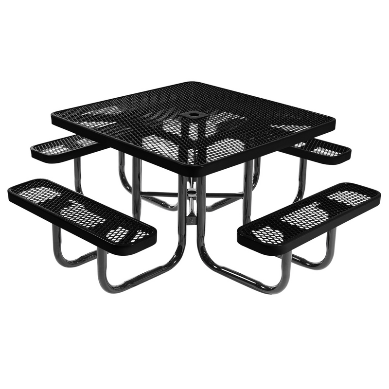 Load image into Gallery viewer, All-Weather Square &amp; Round Metal Outdoor Picnic Table with Benches
