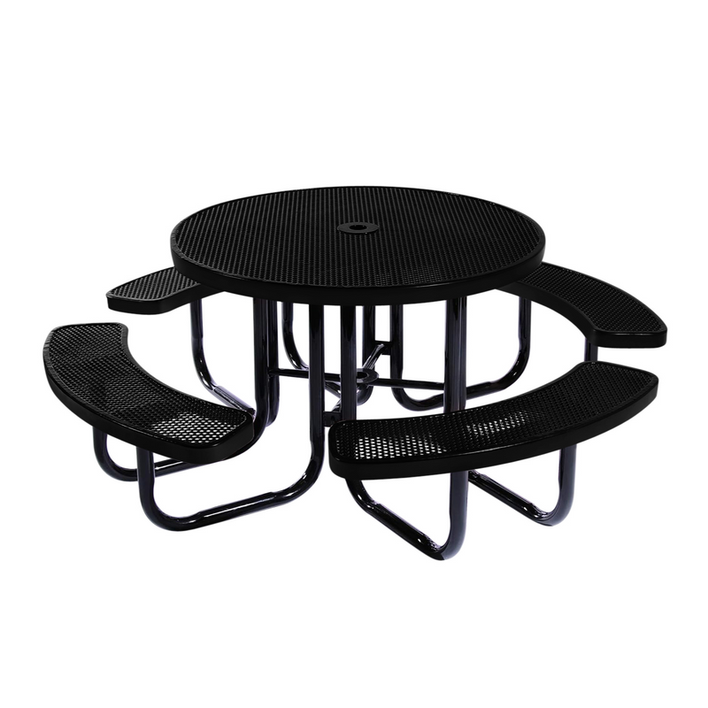 Load image into Gallery viewer, All-Weather Square &amp; Round Metal Outdoor Picnic Table with Benches
