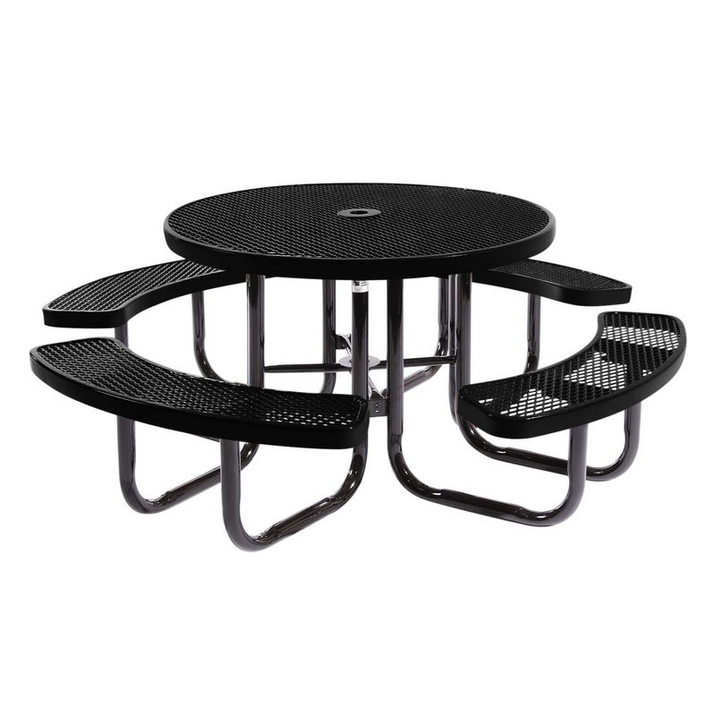 Load image into Gallery viewer, All-Weather Square &amp; Round Metal Outdoor Picnic Table with Benches
