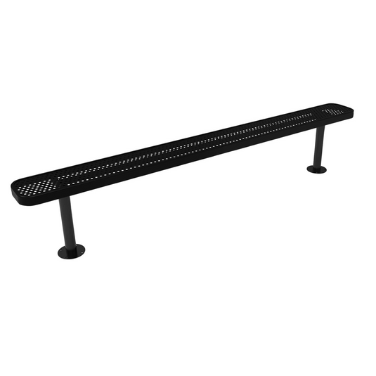 All-Climate Punched Steel Park Bench with Surface Mount Frame