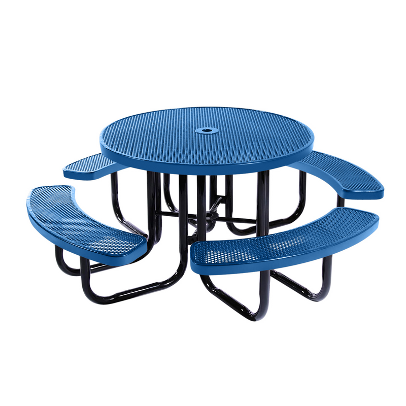 Load image into Gallery viewer, All-Weather Square &amp; Round Metal Outdoor Picnic Table with Benches
