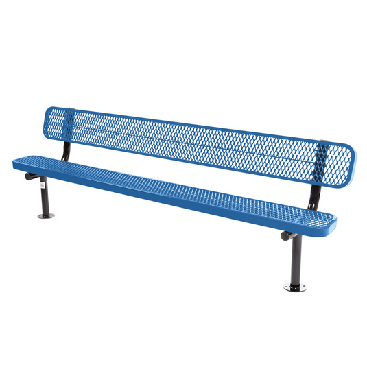 Commercial Expanded Metal Park Bench with Surface Mount Frame