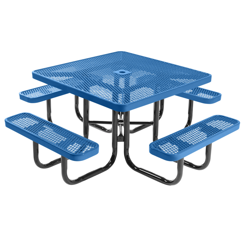 Load image into Gallery viewer, All-Weather Square &amp; Round Metal Outdoor Picnic Table with Benches
