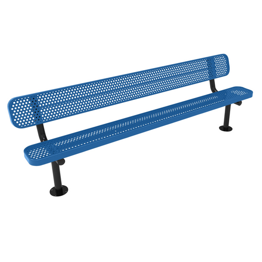 All-Climate Punched Steel Park Bench with Surface Mount Frame