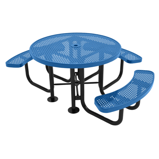 Heavy Duty 3-Seat Round Metal Outdoor Picnic Tables