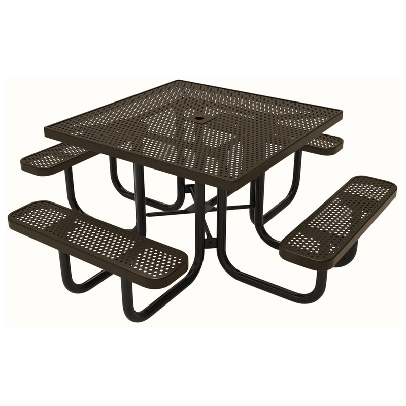 Load image into Gallery viewer, All-Weather Square &amp; Round Metal Outdoor Picnic Table with Benches
