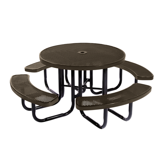 All-Weather Square & Round Metal Outdoor Picnic Table with Benches