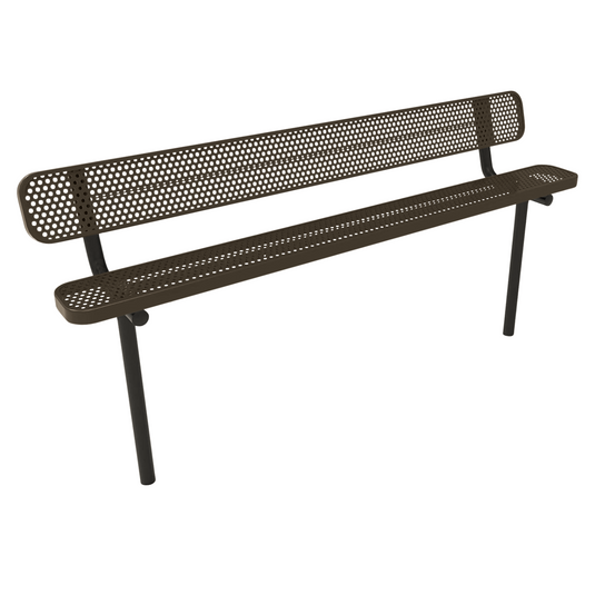 Durable Punched Steel Park Bench with Inground Mount Frame