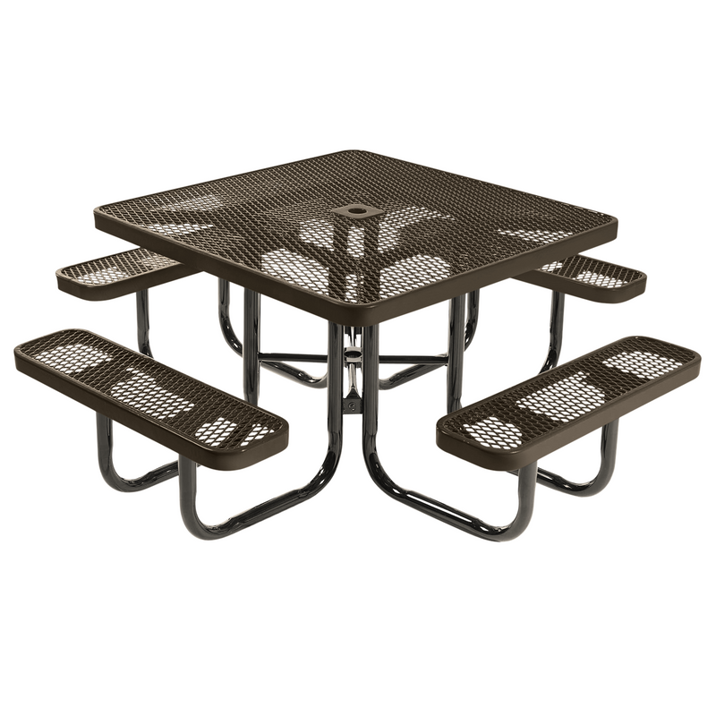 Load image into Gallery viewer, All-Weather Square &amp; Round Metal Outdoor Picnic Table with Benches
