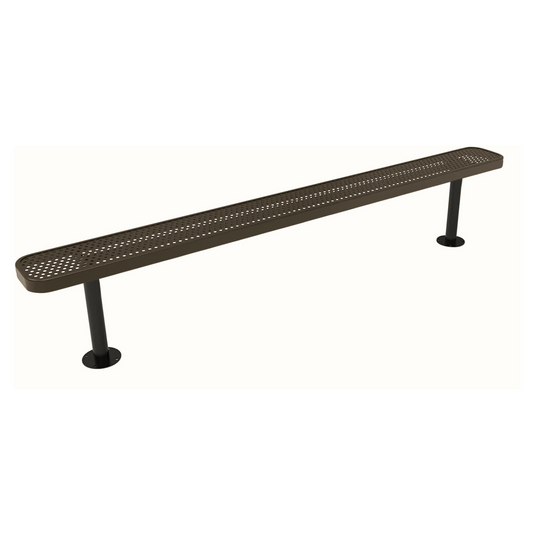 All-Climate Punched Steel Park Bench with Surface Mount Frame