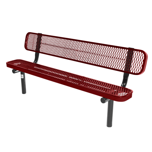 Industrial Expanded Metal Park Bench with Inground Mount Frame