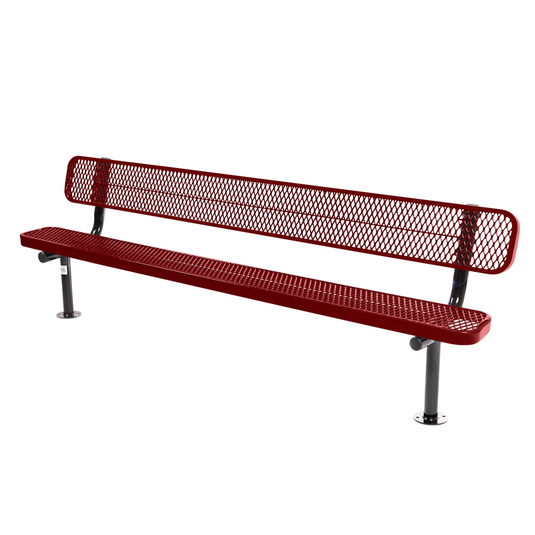 Commercial Expanded Metal Park Bench with Surface Mount Frame