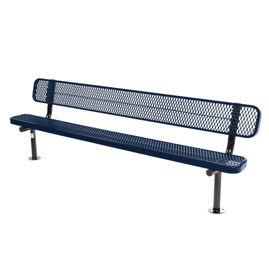 Commercial Expanded Metal Park Bench with Surface Mount Frame