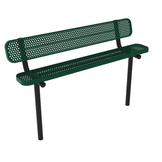 Durable Punched Steel Park Bench with Inground Mount Frame