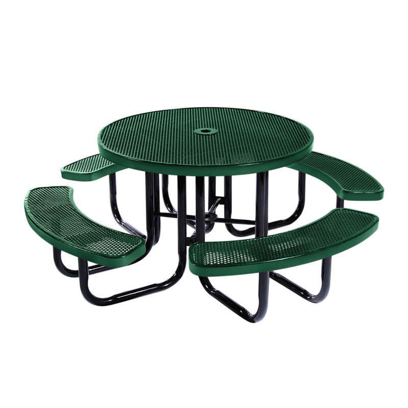 Load image into Gallery viewer, All-Weather Square &amp; Round Metal Outdoor Picnic Table with Benches
