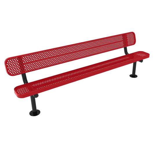 All-Climate Punched Steel Park Bench with Surface Mount Frame