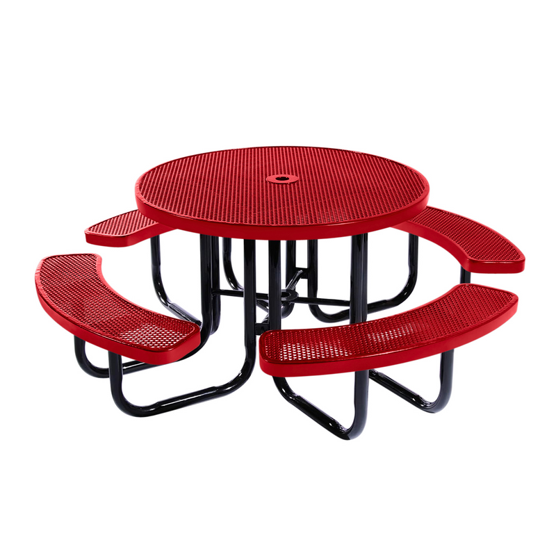 Load image into Gallery viewer, All-Weather Square &amp; Round Metal Outdoor Picnic Table with Benches
