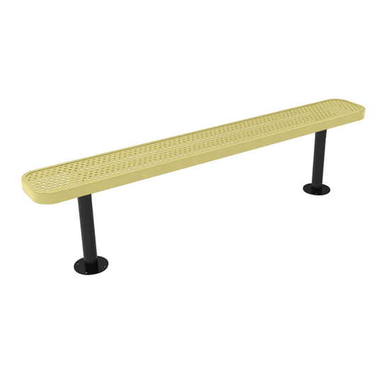 All-Climate Punched Steel Park Bench with Surface Mount Frame