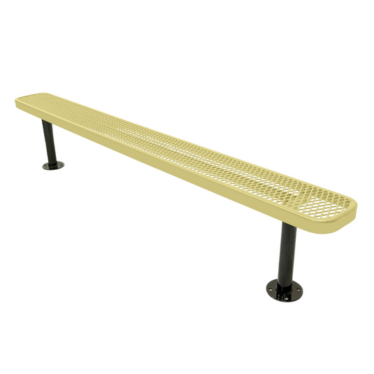 Commercial Expanded Metal Park Bench with Surface Mount Frame