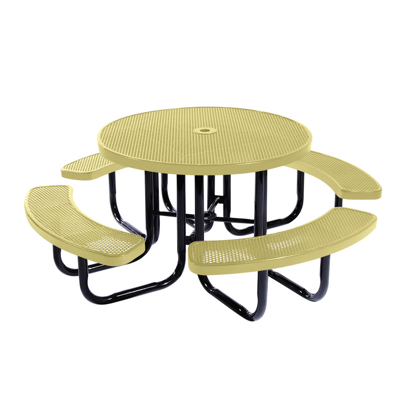 Load image into Gallery viewer, All-Weather Square &amp; Round Metal Outdoor Picnic Table with Benches
