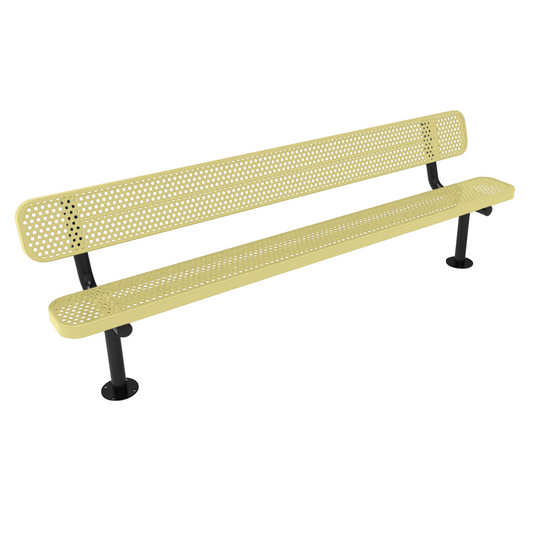 All-Climate Punched Steel Park Bench with Surface Mount Frame