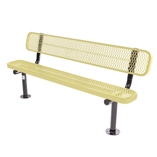 Commercial Expanded Metal Park Bench with Surface Mount Frame