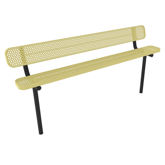 Punched Steel Park Bench with Inground Mount Frame