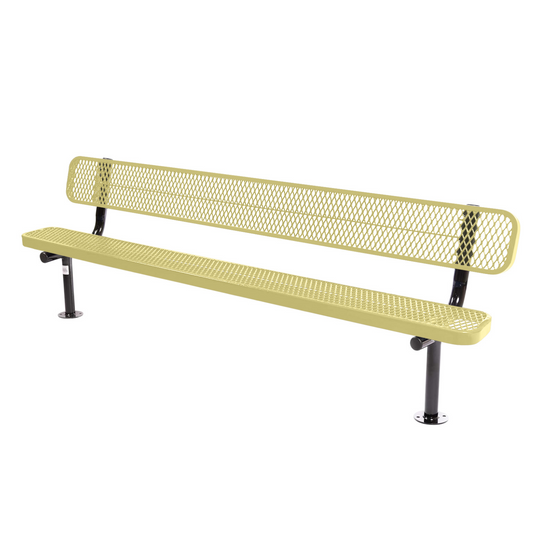 Commercial Expanded Metal Park Bench with Surface Mount Frame