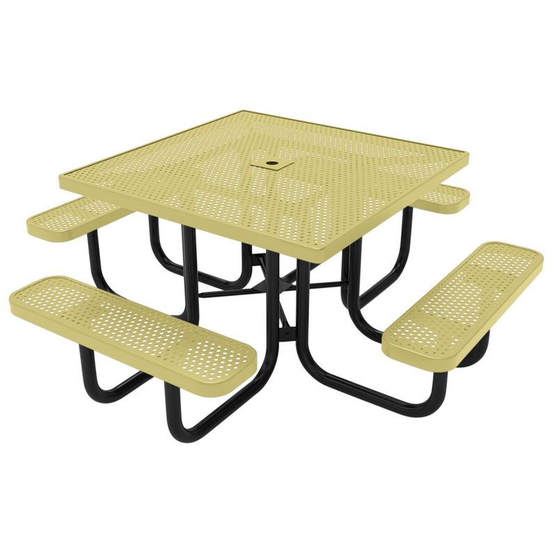 Load image into Gallery viewer, All-Weather Square &amp; Round Metal Outdoor Picnic Table with Benches
