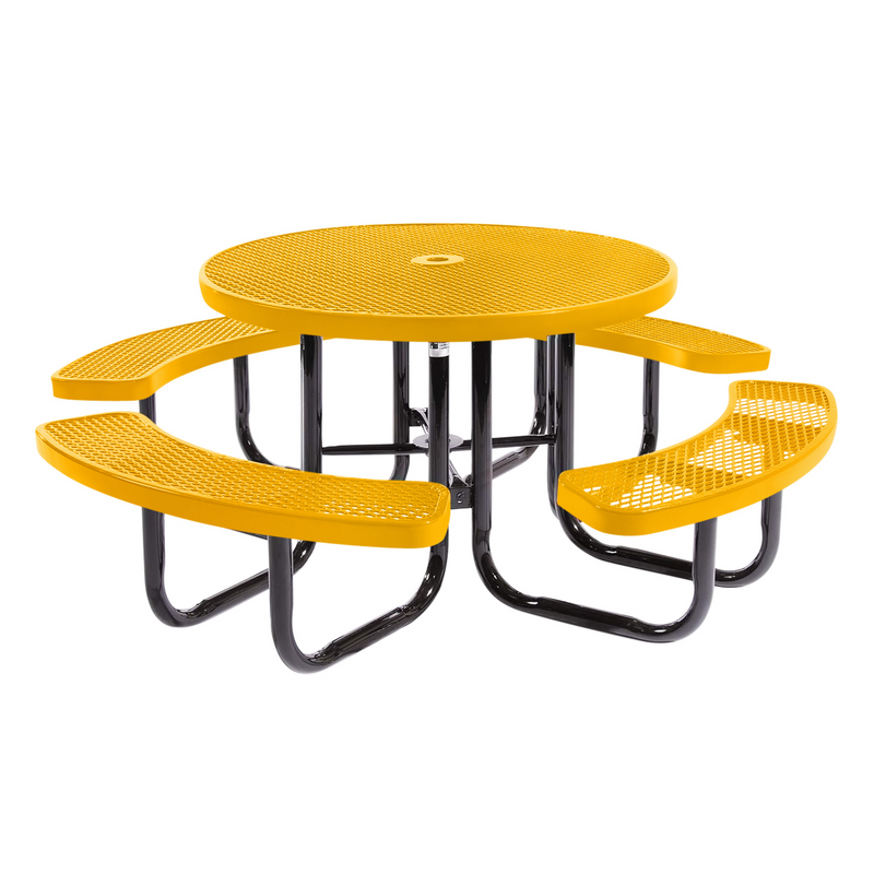 Load image into Gallery viewer, All-Weather Square &amp; Round Metal Outdoor Picnic Table with Benches
