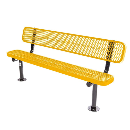 6FT Commercial Park Bench with Back, Surface Mount Frame