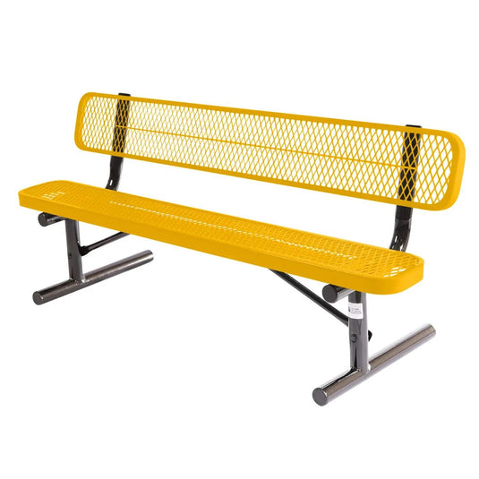6 FT All-Weather Park Bench with Back, Portable Frame