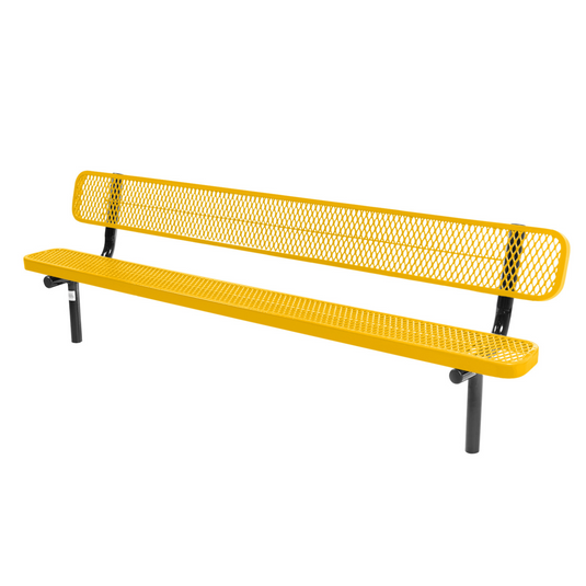 Industrial Expanded Metal Park Bench with Inground Mount Frame