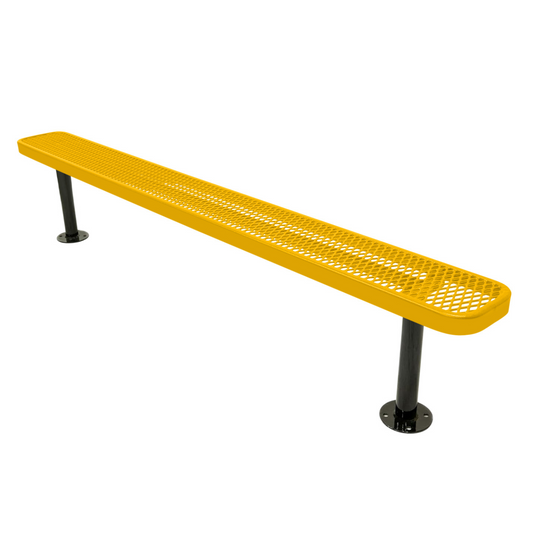 Commercial Expanded Metal Park Bench with Surface Mount Frame