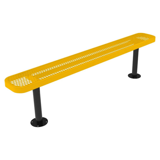 6FT Commercial Park Bench without Back, Surface Mount Frame