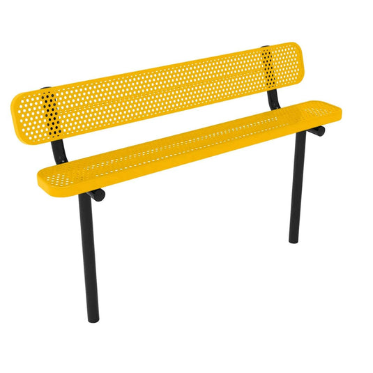 6FT Industrial Park Bench with Back, Inground Mount Frame