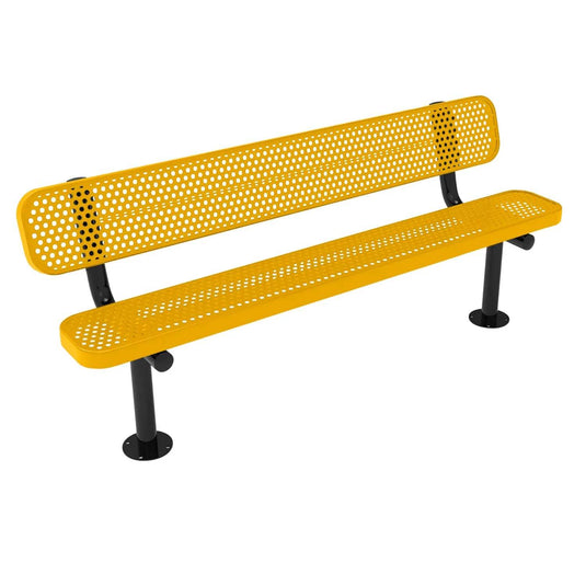 6FT Commercial Park Bench with Back, Surface Mount Frame
