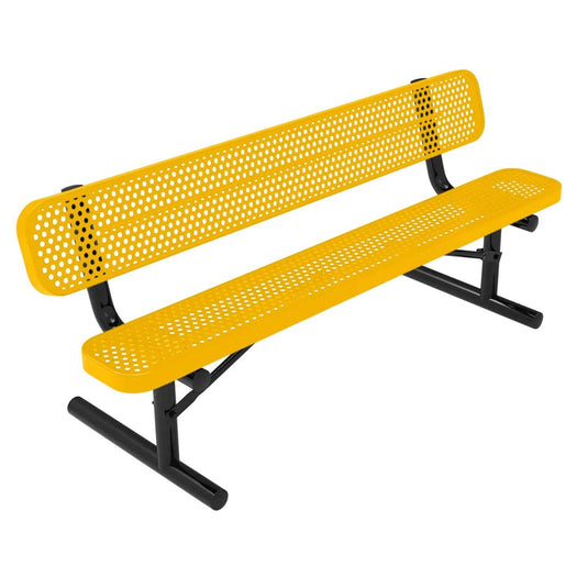 6 FT All-Weather Park Bench with Back, Portable Frame