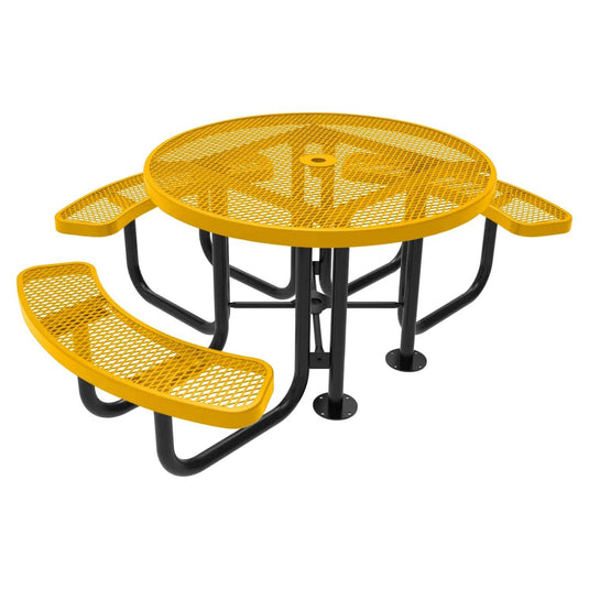 3-Seat Round Metal Outdoor Picnic Table