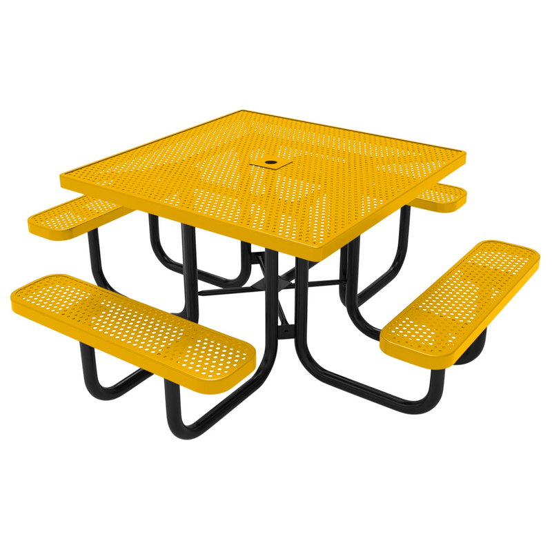 Load image into Gallery viewer, All-Weather Square &amp; Round Metal Outdoor Picnic Table with Benches
