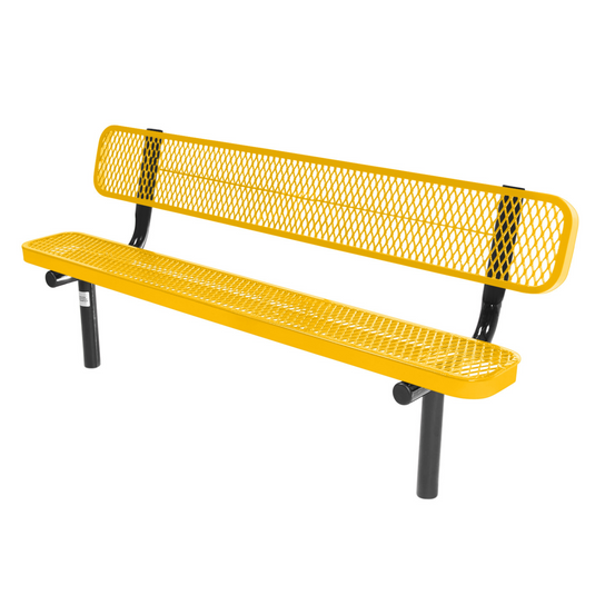 Industrial Expanded Metal Park Bench with Inground Mount Frame