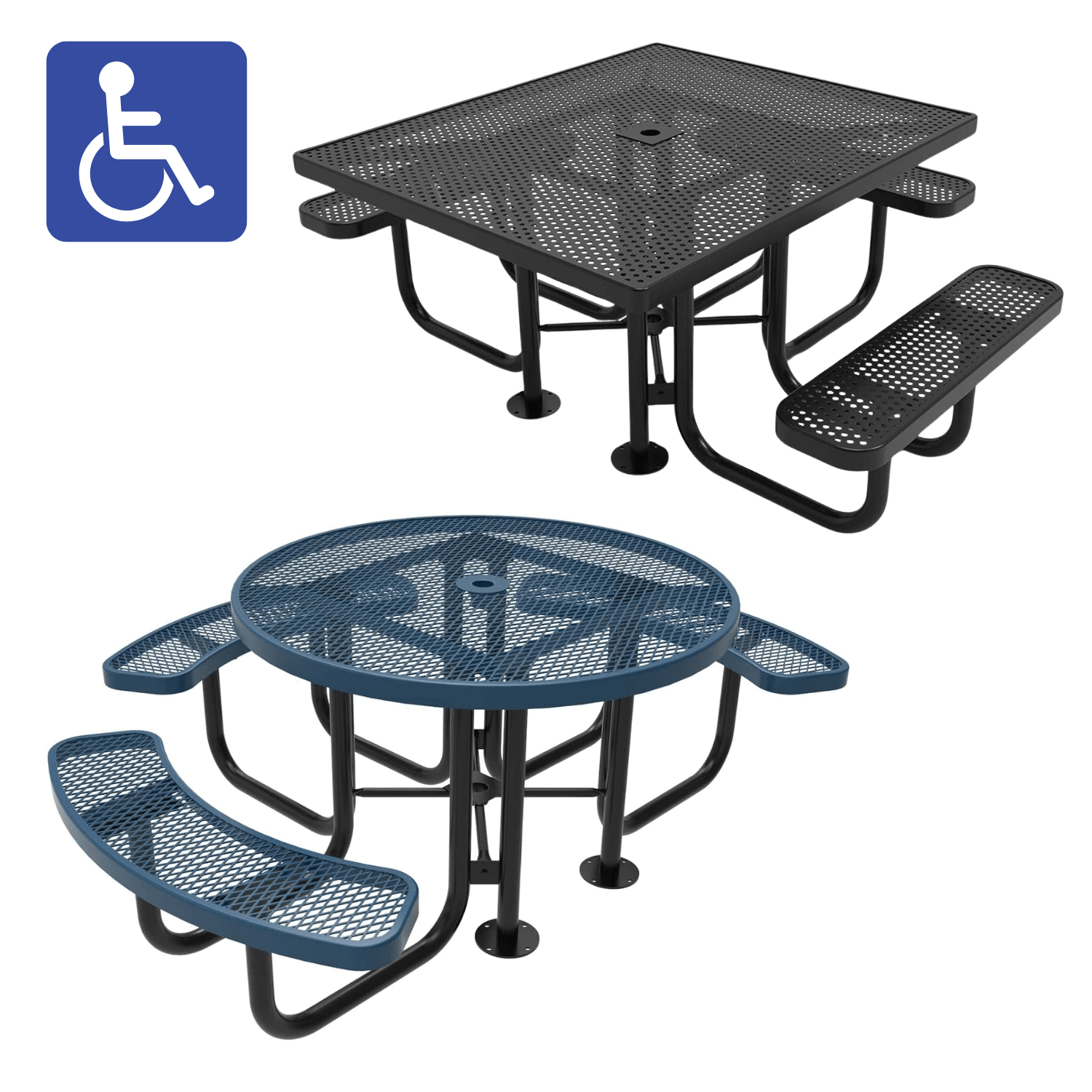 ADA-Accessible Square & Round Outdoor Handicap Picnic Tables – Coated ...