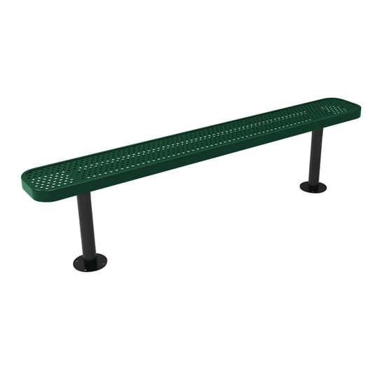 All-Climate Punched Steel Park Bench with Surface Mount Frame - Coated Outdoor Furniture