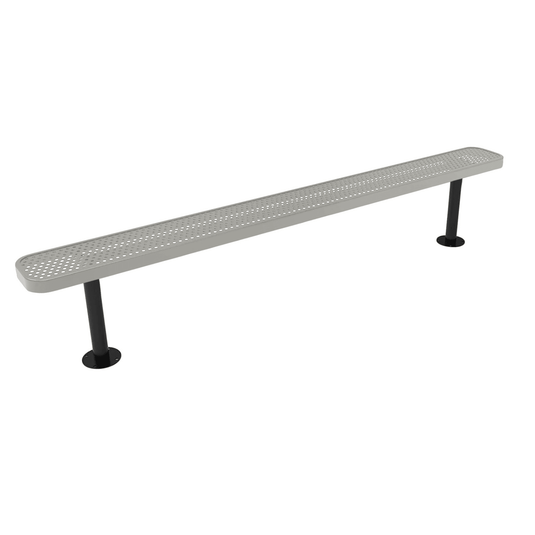 All-Climate Punched Steel Park Bench with Surface Mount Frame - Coated Outdoor Furniture