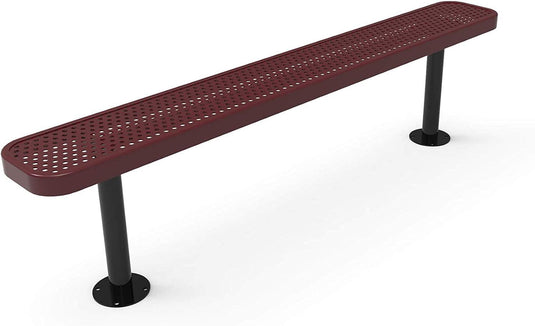 All-Climate Punched Steel Park Bench with Surface Mount Frame - Coated Outdoor Furniture